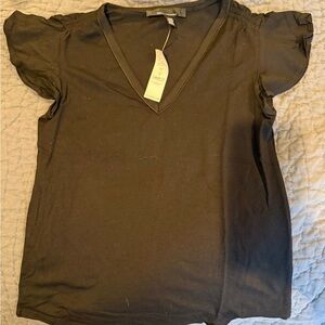 NWT: White House Black Market Black V-Neck Short Sleeve Top